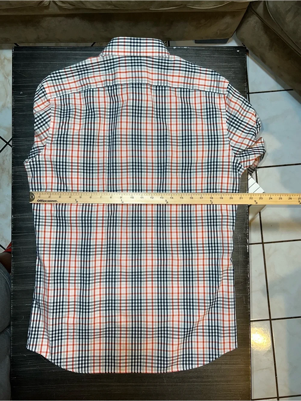 Banana Republic Short-Sleeve Plaid Button-Up Shirt - Orange & Navy